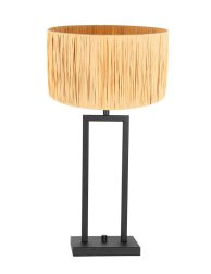strakke-zwarte-tafellamp-met-houtkleurige-kap-tafellamp-steinhauer-stang-naturel-en-zwart-3704zw