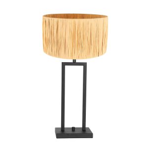 strakke-zwarte-tafellamp-met-houtkleurige-kap-tafellamp-steinhauer-stang-naturel-en-zwart-3704zw