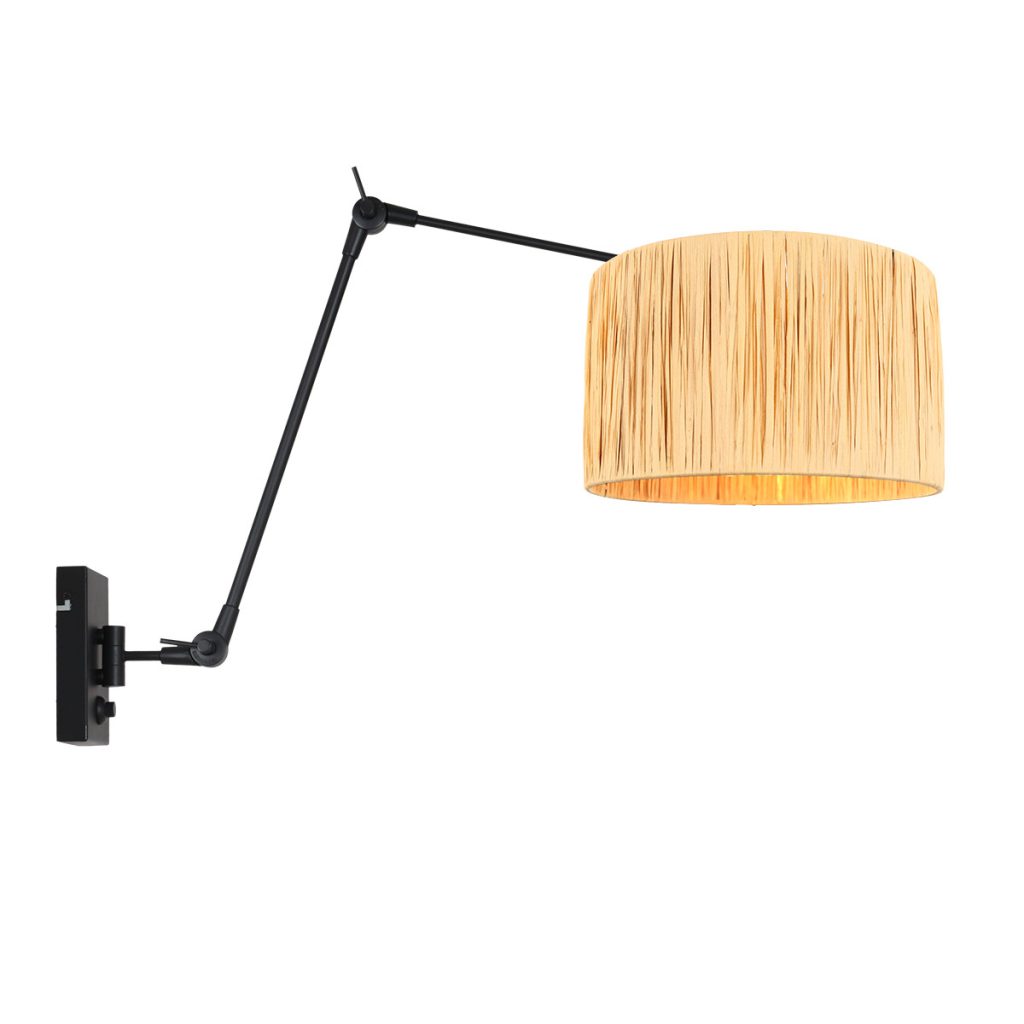 verstalbare-wandlamp-zwart-wandlamp-steinhauer-prestige-chic-mat-zwart-armatuur-en-een-neutraal-kleurige-kap.-3795zw-1