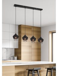 White and wooden kitchen corner with bar
