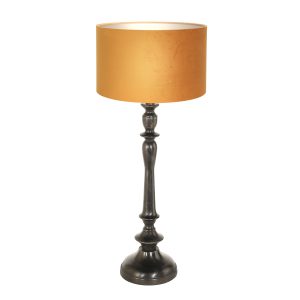 vintage-oranje-tafellamp-zwarte-voet-tafellamp-steinhauer-bois-antiekzwart-en-goud-3768zw-1