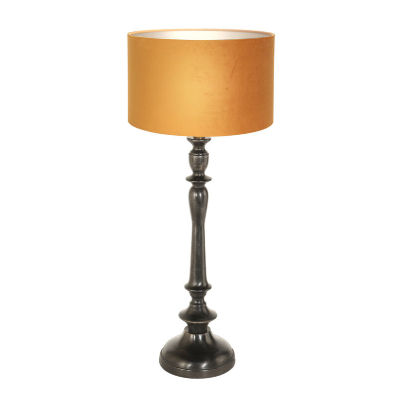 steinhauer-tafellamp-bois-zwart-houtveloursstof-ø30cm-e27-3768zw-1