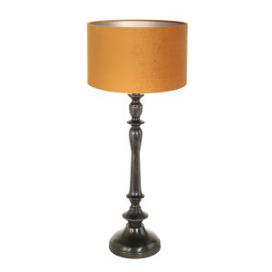 vintage-oranje-tafellamp-zwarte-voet-tafellamp-steinhauer-bois-antiekzwart-en-goud-3768zw
