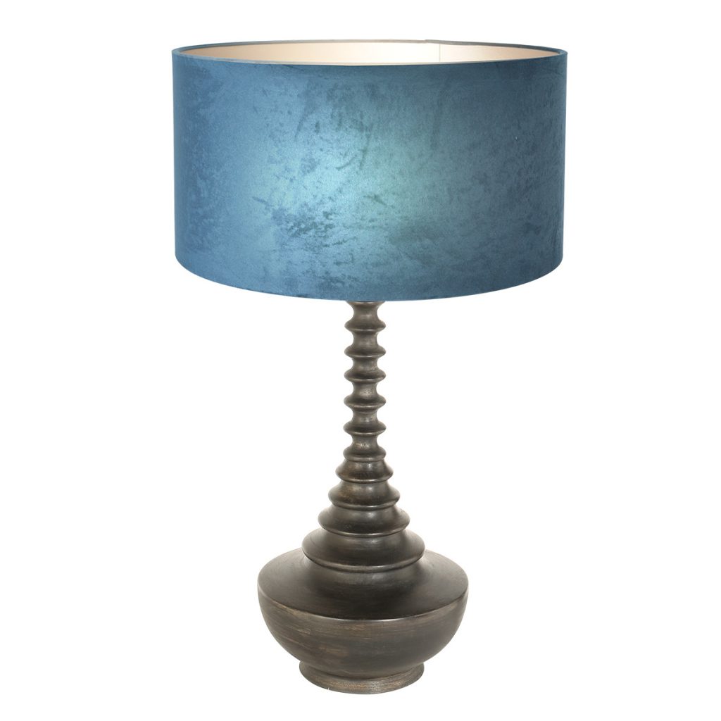 vintage-zwarte-tafellamp-blauwe-lampenkap-tafellamp-steinhauer-bois-antiekzwart-en-blauw-3763zw-1