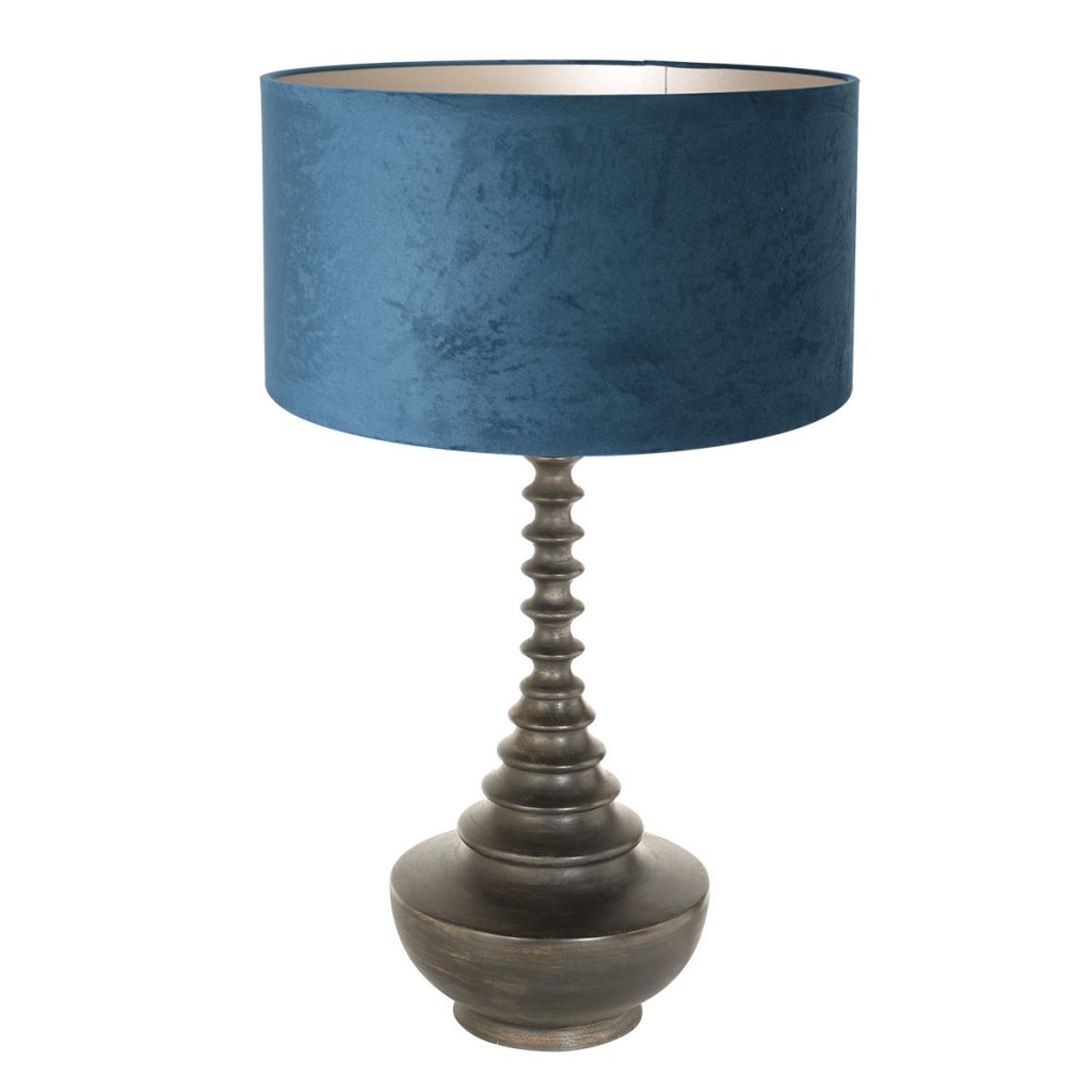 vintage-zwarte-tafellamp-blauwe-lampenkap-tafellamp-steinhauer-bois-antiekzwart-en-blauw-3763zw