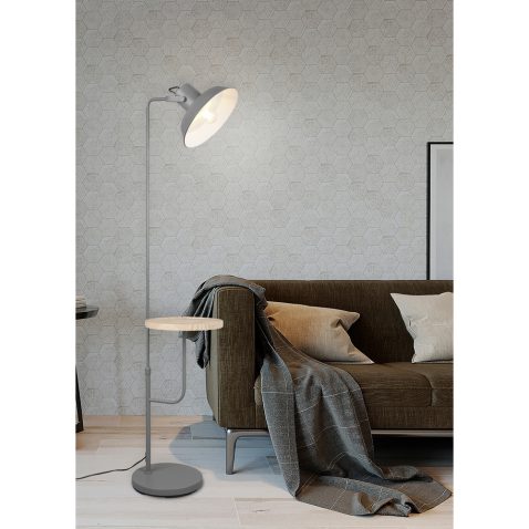 Living interior with sofa, lamp and coffee table, 3d render