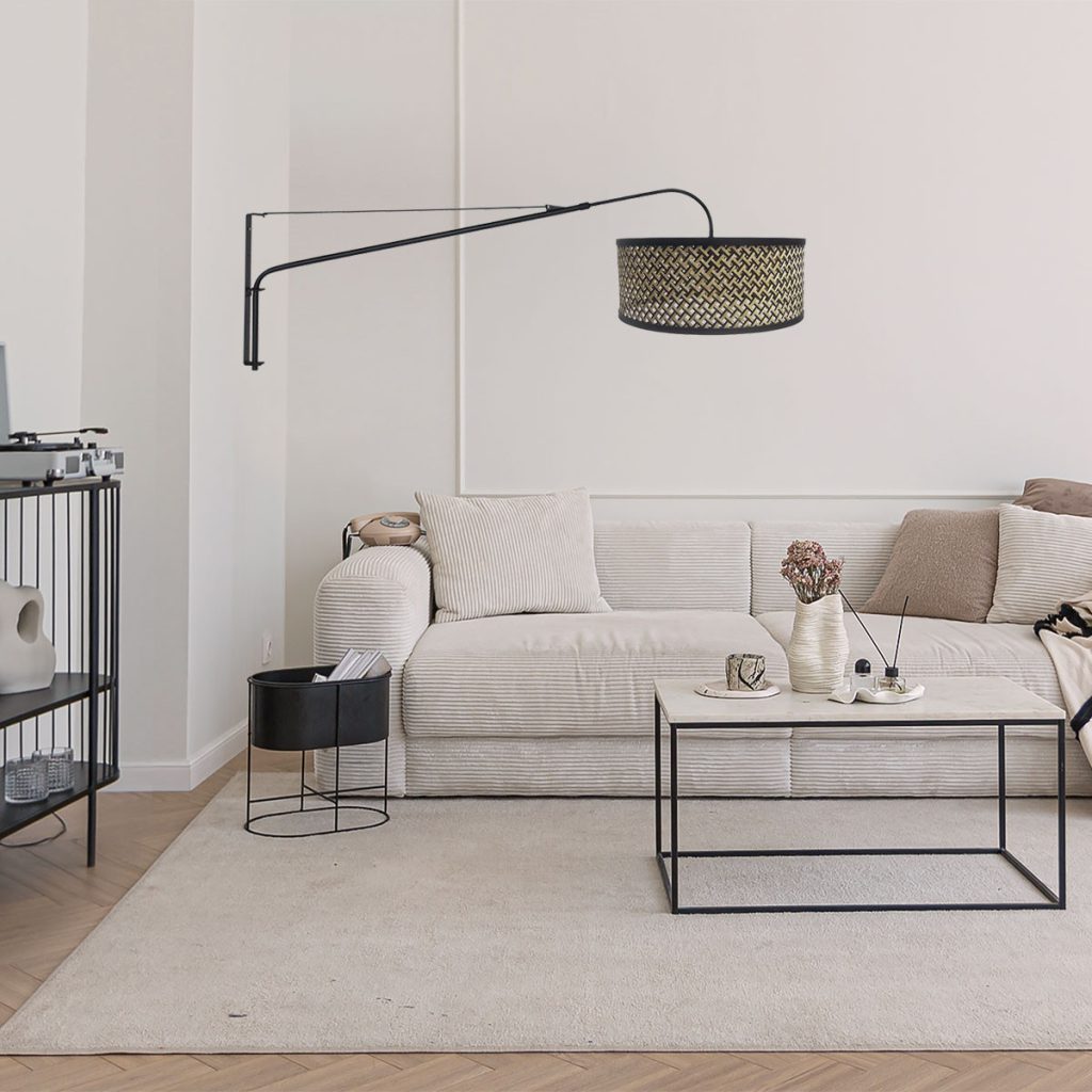 Wandlamp met rotan kap aan arm Steinhauer Elegant classy - Afbeelding 3