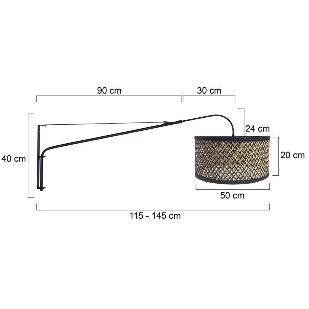 Wandlamp met rotan kap aan arm Steinhauer Elegant classy - Afbeelding 7