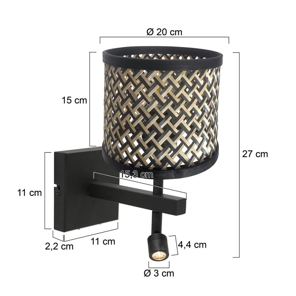 Wandlamp Zwart met Patroon en leeslamp Steinhauer Stang - Afbeelding 6