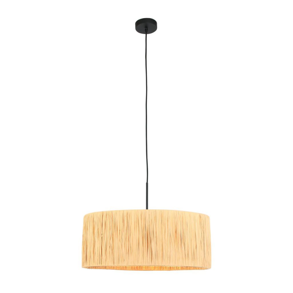 Zwarte hanglamp met ronde houtkleurige kap Steinhauer Sparkled light - Afbeelding 2