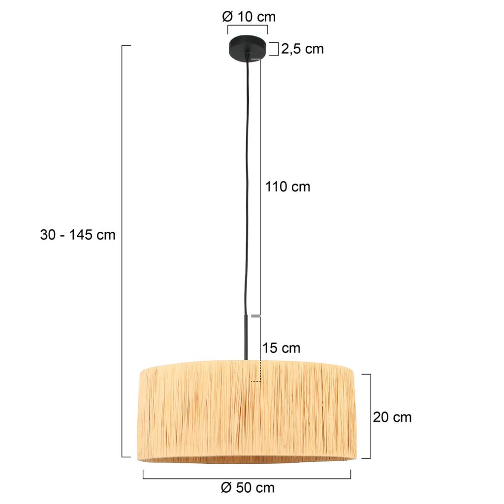 Zwarte hanglamp met ronde houtkleurige kap Steinhauer Sparkled light - Afbeelding 7