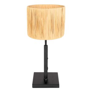 zwarte-rechte-tafellamp-met-licht-gele-kap-tafellamp-steinhauer-stang-naturel-en-zwart-3708zw