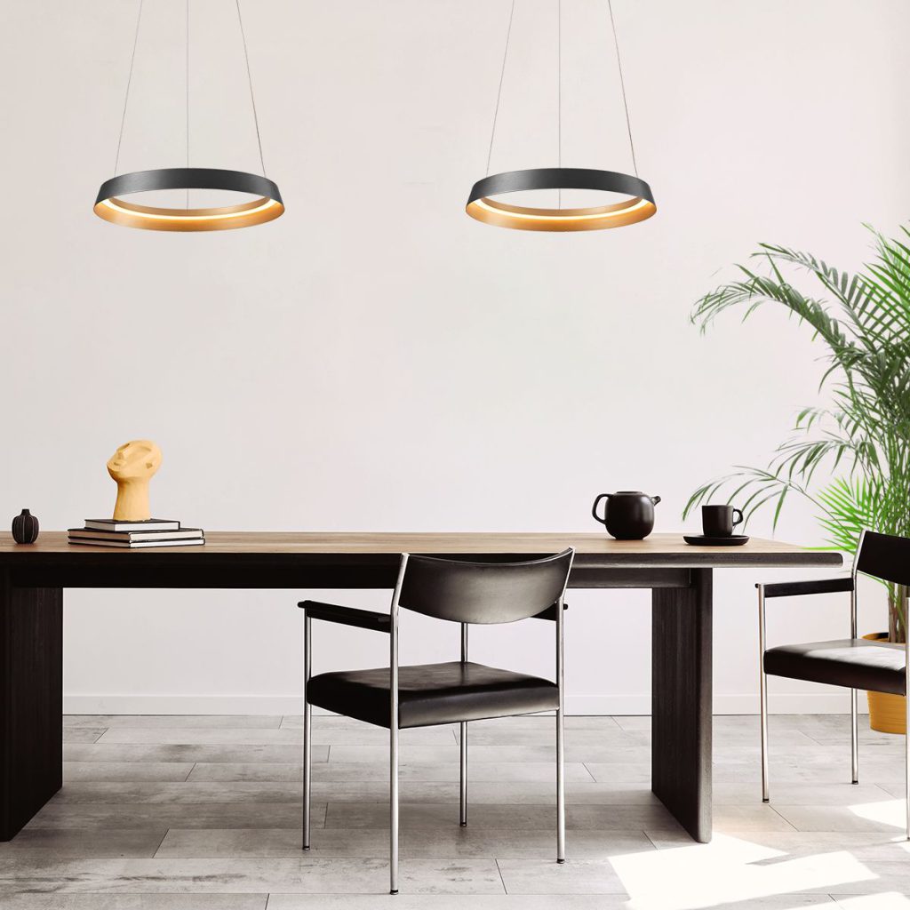 Zwarte Ring Hanglamp met LED Verlichting Steinhauer Ringlux - Afbeelding 3