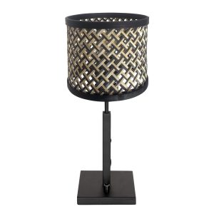 zwarte-tafellamp-met-moderne-patroonkap-tafellamp-steinhauer-stang-naturel-en-zwart-3707zw