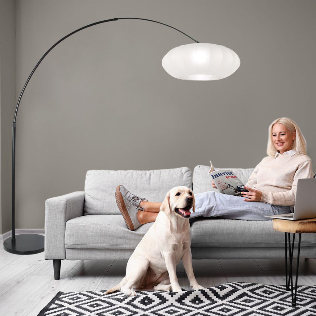 Zwarte vloerlamp met witte kap Steinhauer Sparkled light - Afbeelding 4