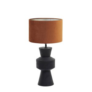 Moderne zwarte tafellamp met witte kap Light & Living Gregor