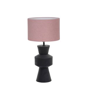 Moderne zwarte tafellamp met donkergrijze kap Light & Living Gregor