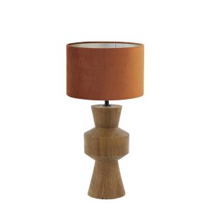 Houten moderne tafellamp met witte kap Light & Living Gregor