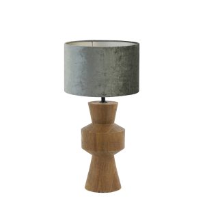 Houten moderne tafellamp met groene kap Light & Living Gregor
