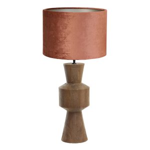 Houten landelijke tafellamp met blauwe kap Light & Living Gregor