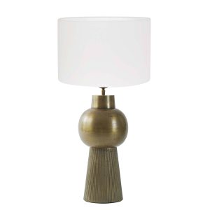 Gouden ronde tafellamp met witte kap Light & Living Shaka