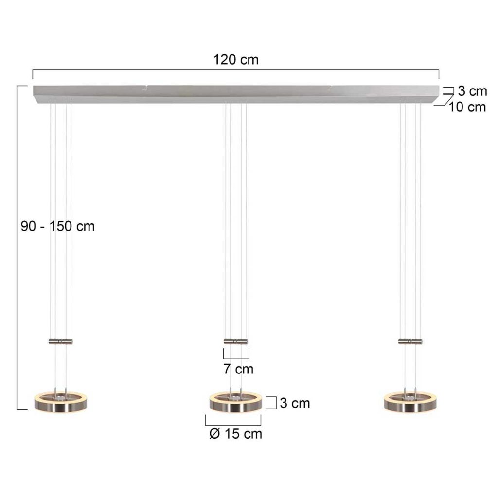 3-lichts hanglamp staal Steinhauer Piola - Afbeelding 6