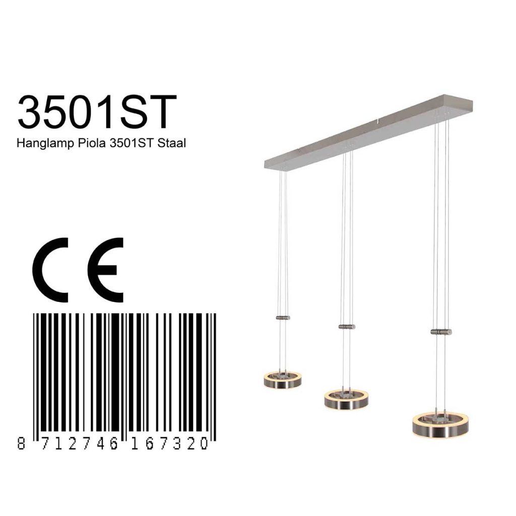 3-lichts hanglamp staal Steinhauer Piola - Afbeelding 7