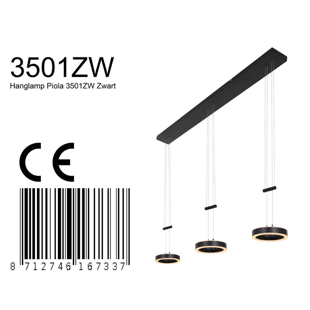 3-lichts hanglamp zwart Steinhauer Piola - Afbeelding 8