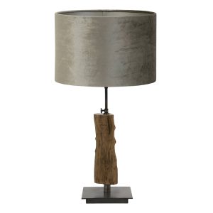 Zwarte tafellamp hout met grijze kap Light & Living Siji