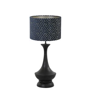 Landelijke tafellamp zwart met witte stoffen kap Light & Living Nicolo