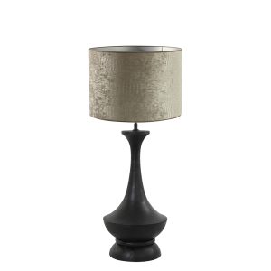 Landelijke tafellamp zwart met rosekleurige kap Light & Living Nicolo