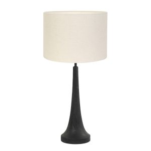 Landelijke tafellamp zwart met stoffen witte kap Light & Living Jovany