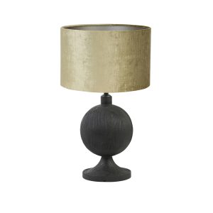 Ronde bal tafellamp met grijze velours kap Light & Living Tomasso
