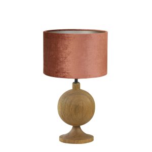 Houten bal tafellamp met witte effen kap Light & Living Tomasso