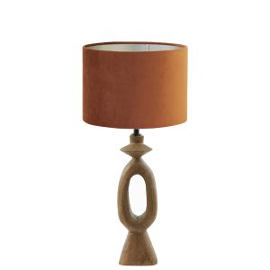 Landelijke houten tafellamp met witte kap Light & Living Django