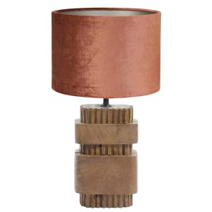 Vierkante houten tafellamp met witte effen kap Light & Living Sakura