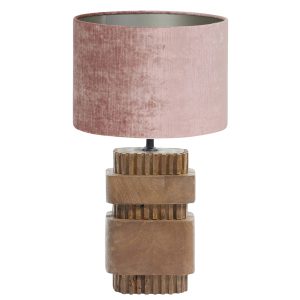 Vierkante houten tafellamp met grijze kap Light & Living Sakura