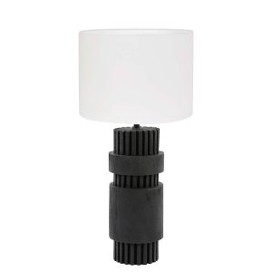 Landelijke zwarte tafellamp met witte kap Light & Living Sakura
