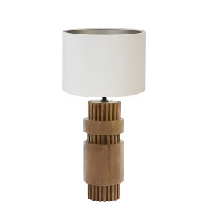 Houten landelijke tafellamp met zwarte kap Light & Living Sakura