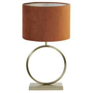 Gouden ronde tafellamp met witte kap Light & Living Liva