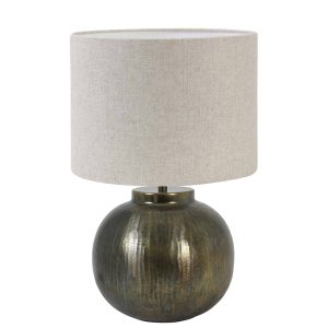 Ronde tafellamp klassiekek met grijze kap Light & Living Bolcho