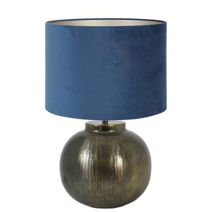 Ronde tafellamp klassiekek met blauwe kap Light & Living Bolcho