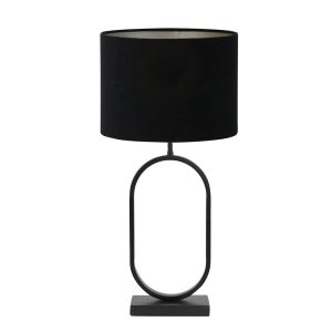 Zwarte tafellamp trendy met roze stoffen kap Light & Living Jamiri