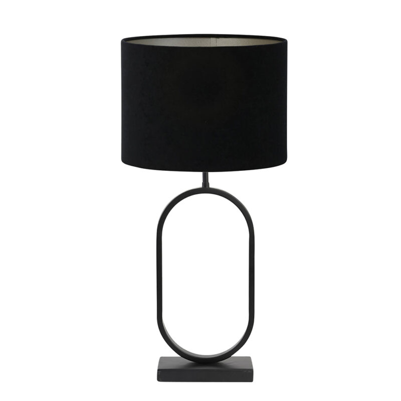 Zwarte tafellamp trendy met roze stoffen kap Light & Living Jamiri