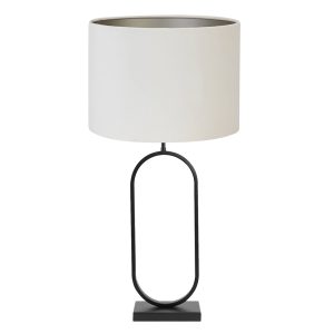 Ronde tafellamp met grijze velours kap Light & Living Jamiri