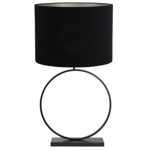 Tafellamp met hout en zwarte kap Light & Living Liva