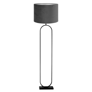 Moderne zwarte vloerlamp met blauwe velours kap Light & Living Jamiri