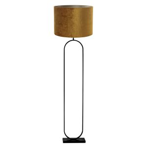 Moderne zwarte vloerlamp met gouden kap Light & Living Jamiri