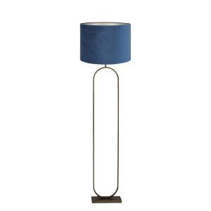 Moderne donkere vloerlamp met blauwe velours kap Light & Living Jamiri