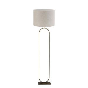 Moderne donkere vloerlamp met grijze stoffen kap Light & Living Jamiri